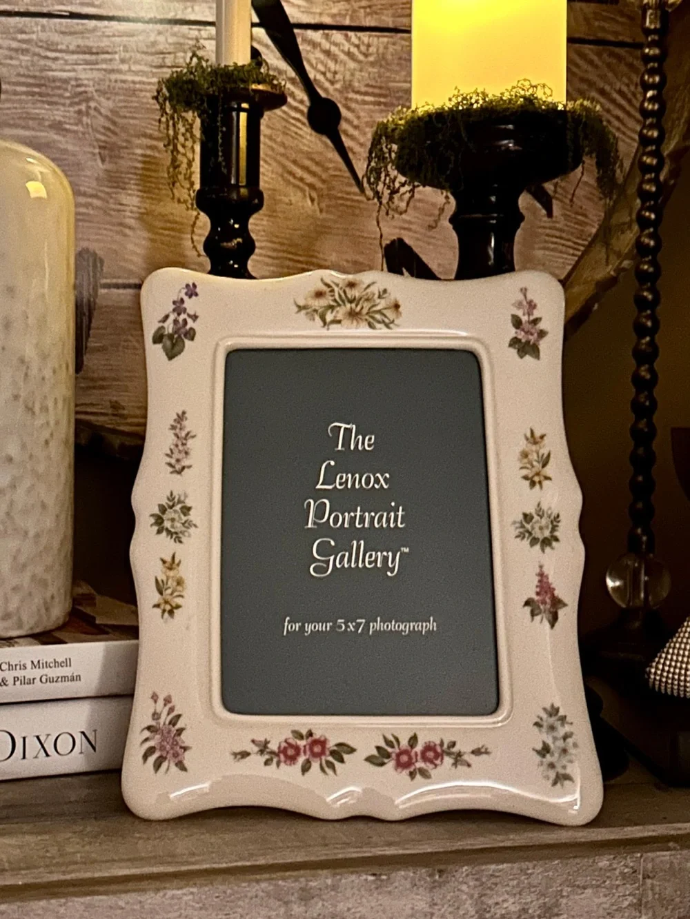 Vintage Lenox Constitution Floral Porcelain Picture Frame w/ Original Box